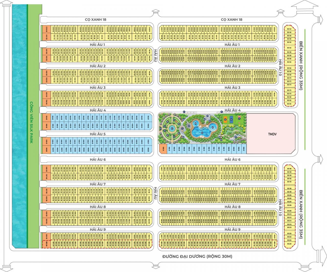 mặt bằng phân khu Hải Âu vinhomes ocean park 2 the empire