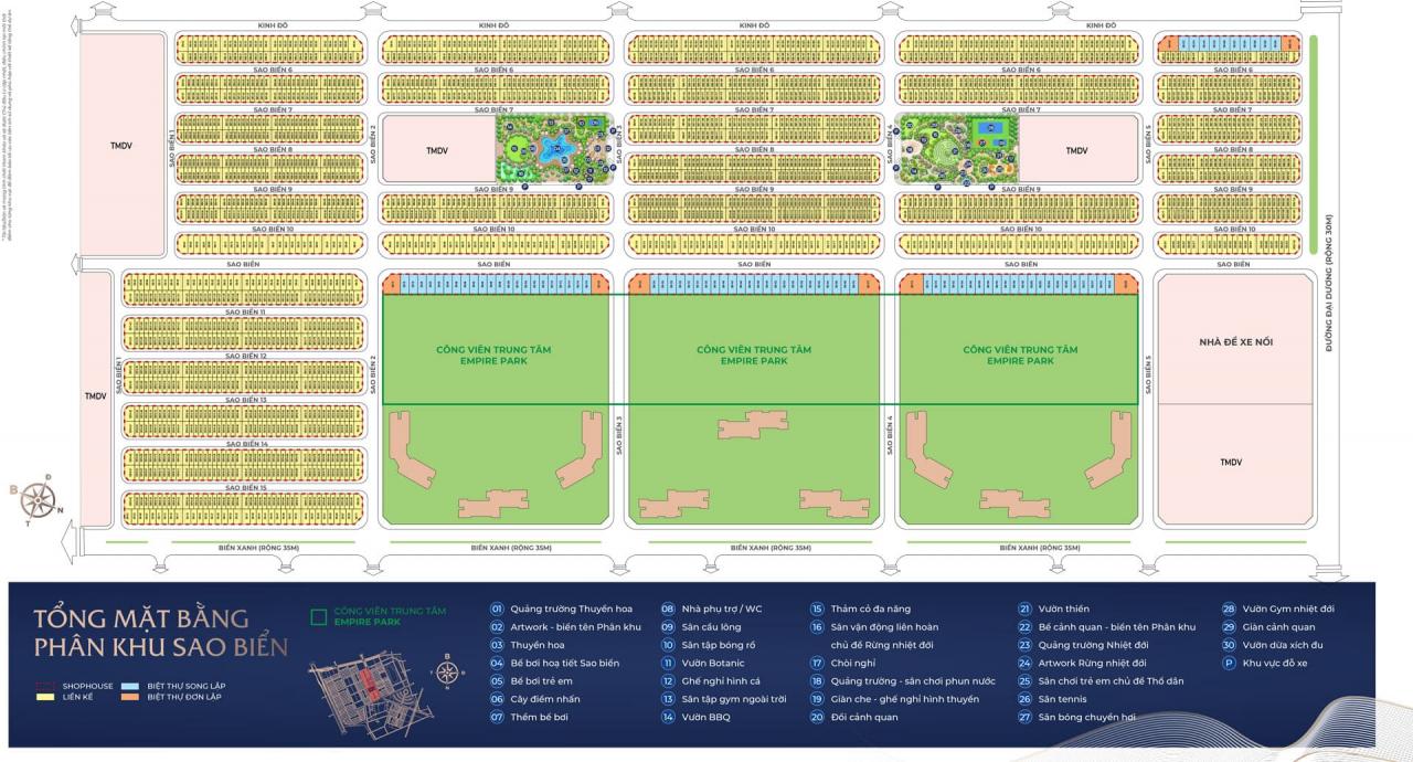 mặt bằng phân khu sao biển vinhoems ocean park 2 the empire